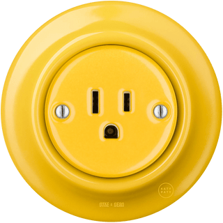 PORCELAIN WALL SOCKET YELLOW USA 15 AMP - DYKE & DEAN