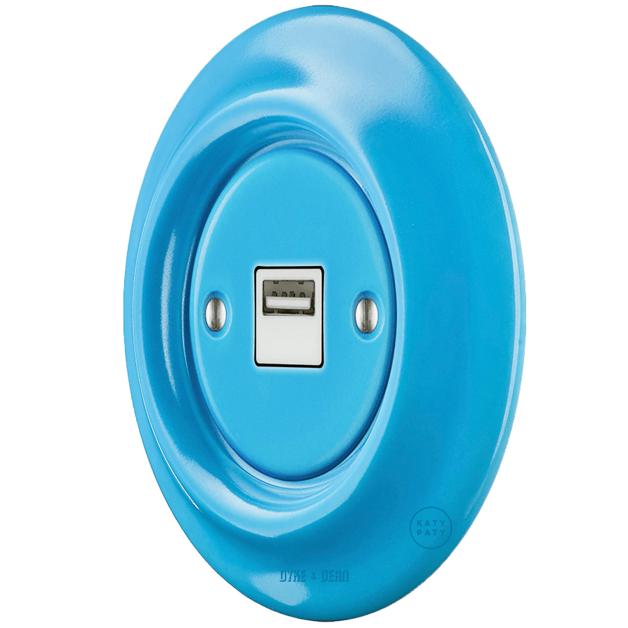 PORCELAIN WALL USB CHARGER AZURE - DYKE & DEAN
