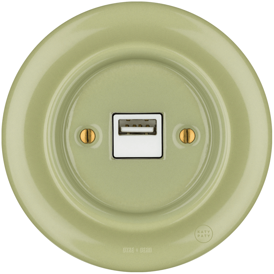 PORCELAIN WALL USB CHARGER MOSS GREEN - DYKE & DEAN