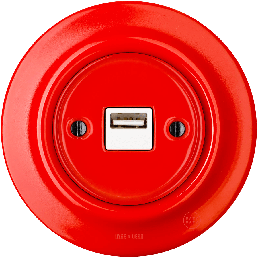 PORCELAIN WALL USB CHARGER RED - DYKE & DEAN