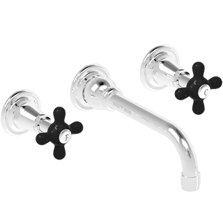 WALL MOUNTED SPOUT PIC 'N' MIX PORCELAIN HANDLE TAPS - DYKE & DEAN