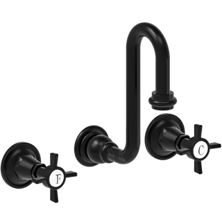 WALL MOUNTED SWAN SPOUT CROSS HANDLE TAPS - DYKE & DEAN