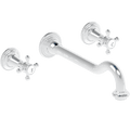 WALL MOUNTED VICTORIAN SPOUT DROP TAPS MATT BRASS - DYKE & DEAN