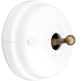 WHITE CERAMIC 2 WAY TOGGLE WALL SWITCH BRONZE - DYKE & DEAN