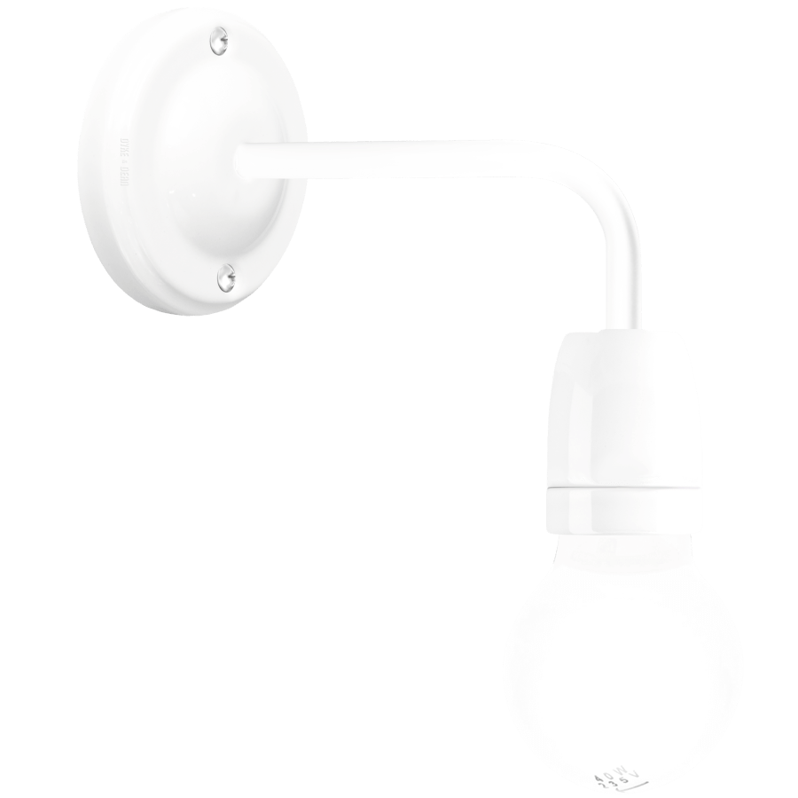 WHITE CERAMIC 90° DEGREE WALL LIGHT - DYKE & DEAN