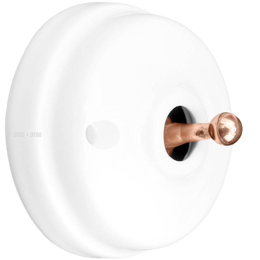 WHITE CERAMIC INTERMEDIATE WALL SWITCHES COPPER - DYKE & DEAN