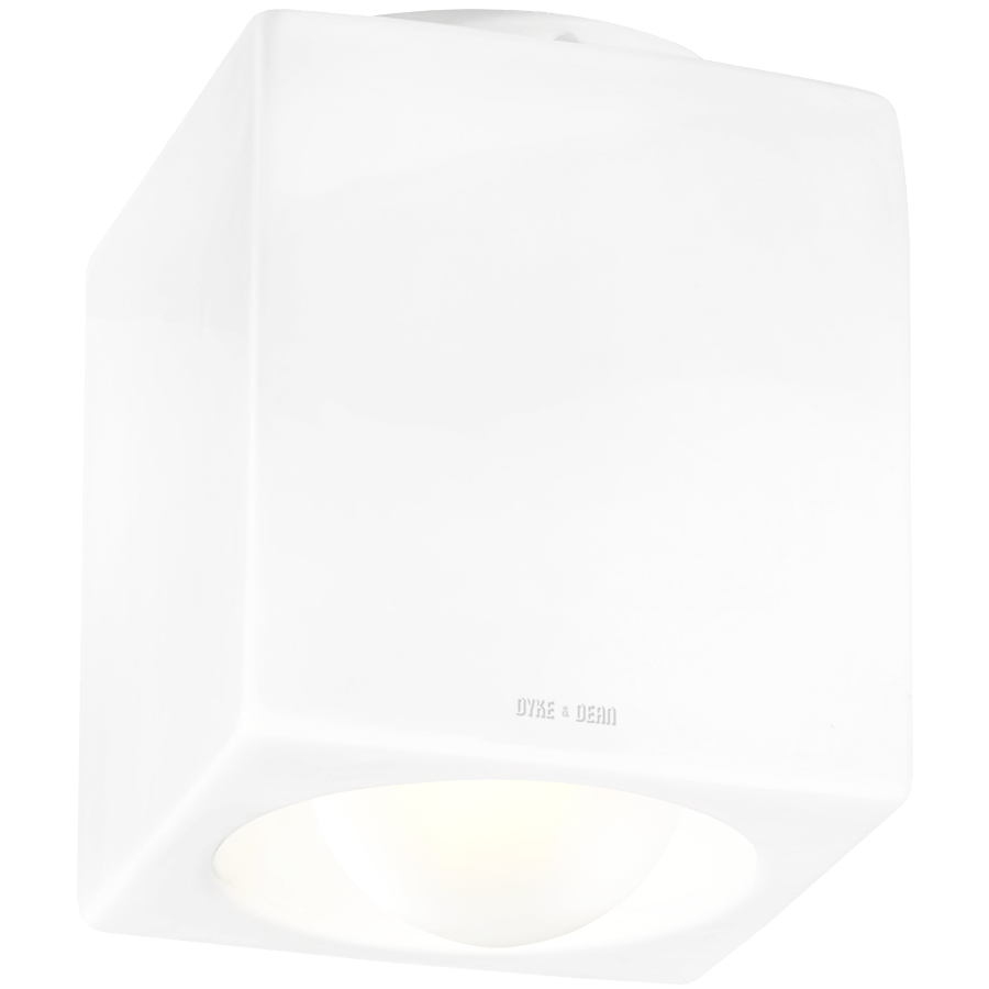 WHITE PORCELAIN CUBE CEILING DOWNLIGHT E27 - DYKE & DEAN