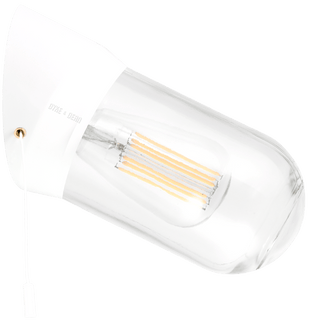 WHITE PULL CORD SWITCHED REARWIRED WALL LAMPS - DYKE & DEAN