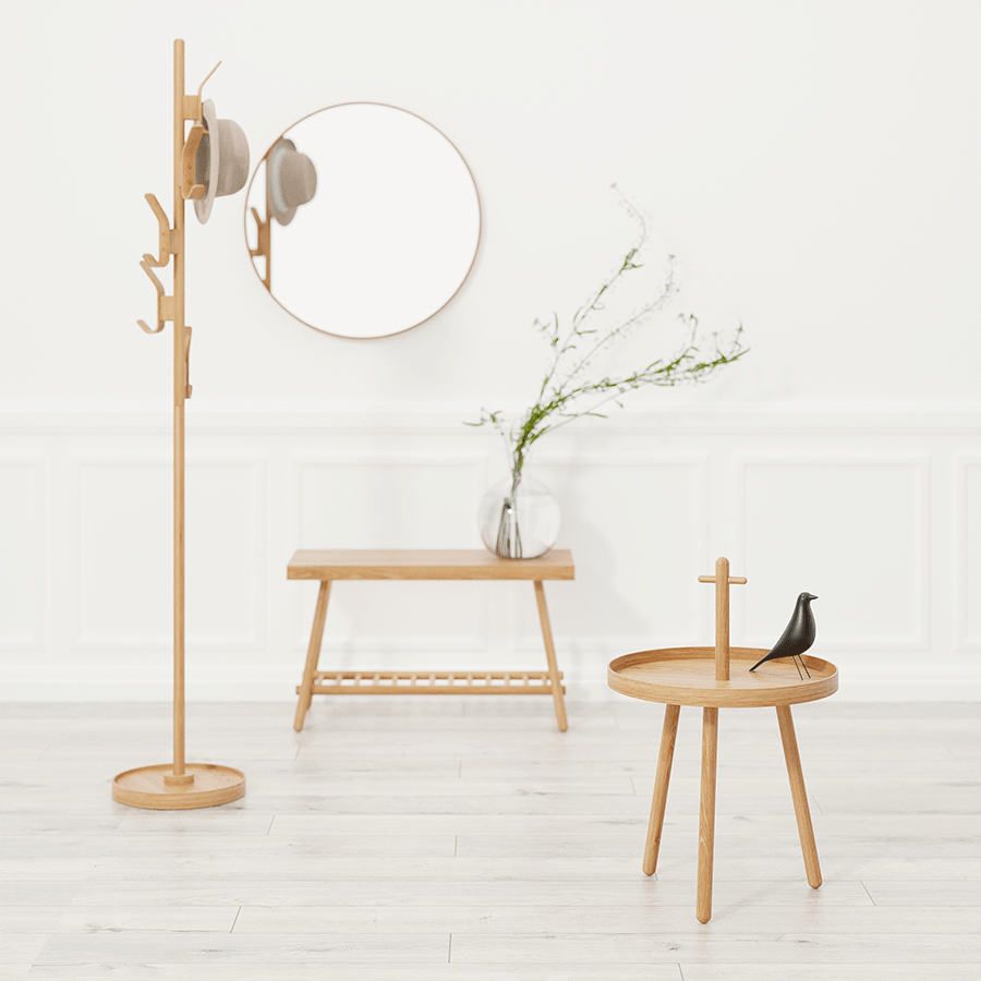 WIREWORKS OAK COAT STAND - DYKE & DEAN