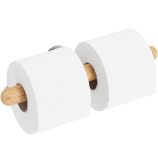 WIREWORKS YOKU DOUBLE TOILET ROLL HOLDER NATURAL OAK - DYKE & DEAN