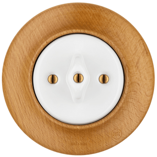 WOODEN PORCELAIN WALL LIGHT SWITCH FAGUS ROTARY - DYKE & DEAN