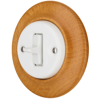 WOODEN PORCELAIN WALL LIGHT SWITCH FAGUS TOGGLE - DYKE & DEAN