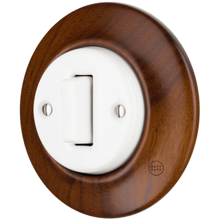 WOODEN PORCELAIN WALL LIGHT SWITCH NUCLEUS SLIM BUTTON - DYKE & DEAN