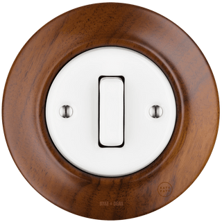 WOODEN PORCELAIN WALL LIGHT SWITCH NUCLEUS SLIM BUTTON - DYKE & DEAN