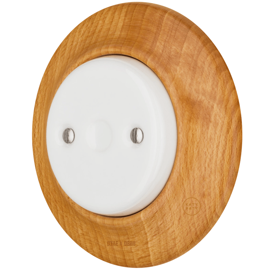 WOODEN PORCELAIN WALL SOCKET FAGUS END PLUG - DYKE & DEAN