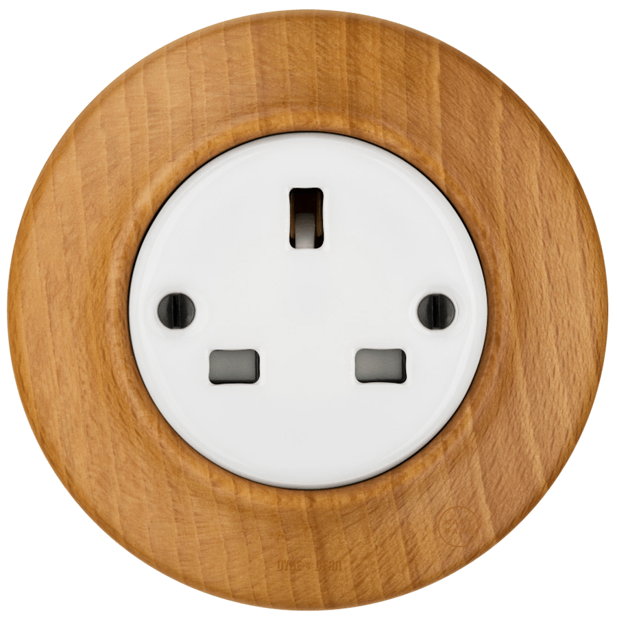 WOODEN PORCELAIN WALL SOCKET FAGUS UK - DYKE & DEAN