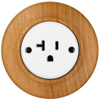 WOODEN PORCELAIN WALL SOCKET FAGUS USA 20A - DYKE & DEAN