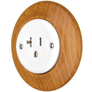 WOODEN PORCELAIN WALL SOCKET FAGUS USA 20A - DYKE & DEAN