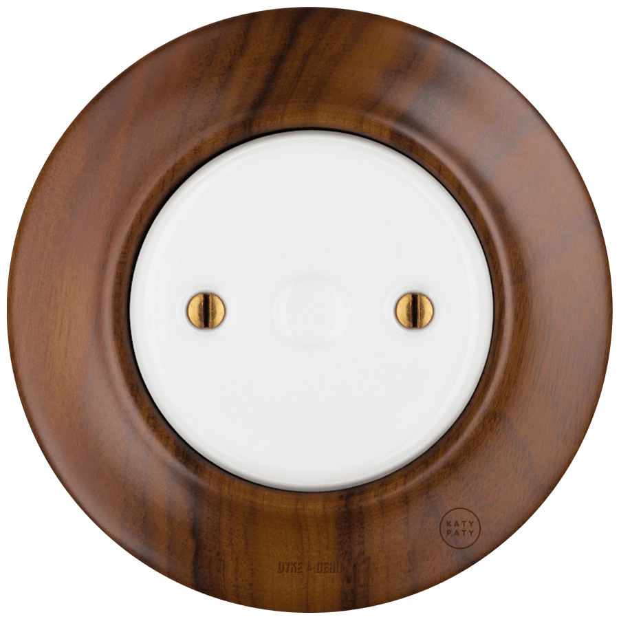 WOODEN PORCELAIN WALL SOCKET NUCLEUS END PLUG - DYKE & DEAN