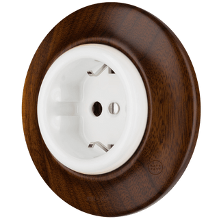 WOODEN PORCELAIN WALL SOCKET NUCLEUS SCHUKO - DYKE & DEAN