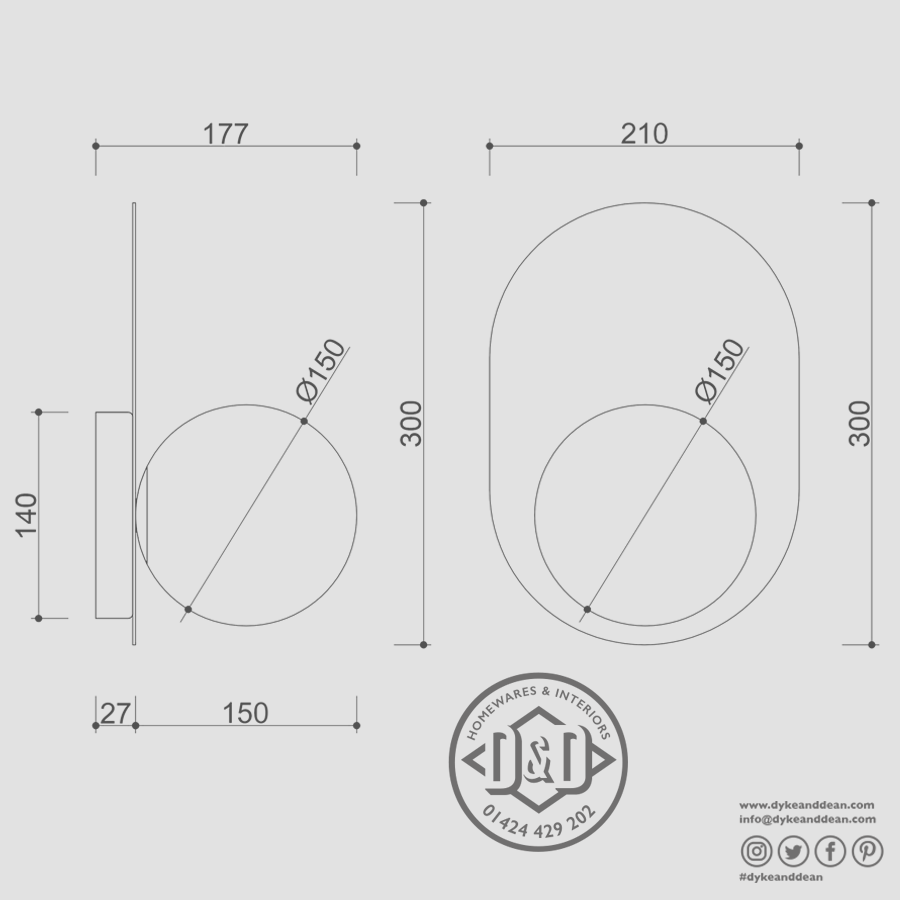 XAG GLOBE WALL LIGHT WHITE - DYKE & DEAN