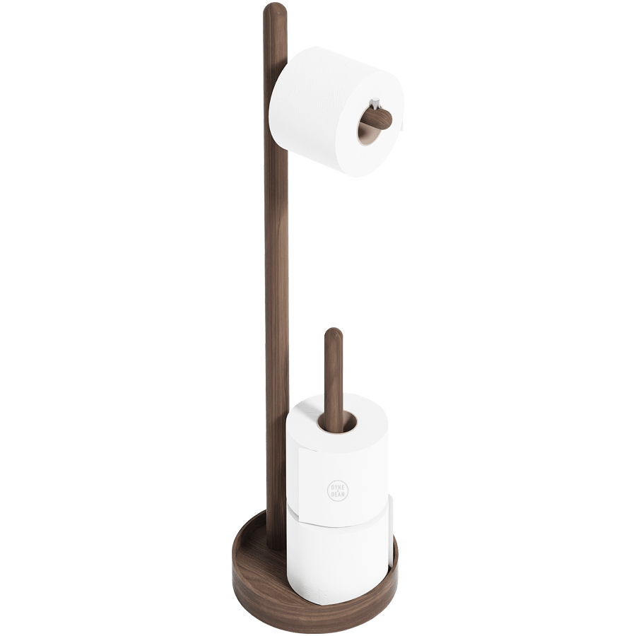 YOKU FREESTANDING ROUND TOILET ROLL HOLDER WALNUT - DYKE & DEAN