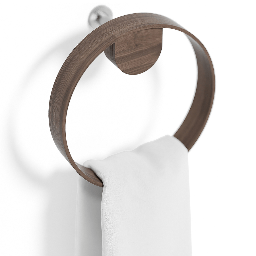 YOKU WALL TOWEL HOLDER RING WALNUT - DYKE & DEAN